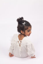 WD4333 رومبر قطن واسع بأكمام كشكش - Image 3