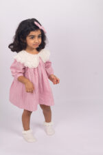 WD1545 بدلة مواليد بياقة دانتيل – وردي - Image 7