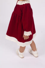 WD4143 طقم مخمل أحمر بدانتيل – فستان ورومبر - Image 8