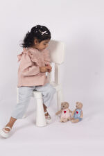 WD4381 فستان وردي بكشكش دانتيل - Image 5