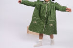 WD3998 فستان قطن شتوي مطرّز – أخضر - Image 2