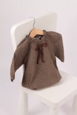 WD4436 رومبر قطن بربطة رقبة – بني - Image 2