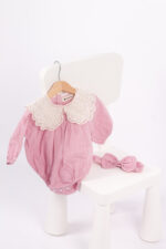 WD1545 بدلة مواليد بياقة دانتيل – وردي - Image 17