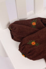 WD4437 أوفرول قطني مُطرّز بياقة كلاسيكية – بني - Image 9