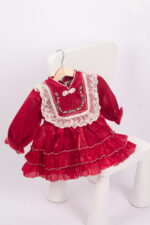 WD3379 فستان ستان مطرّز بياقة دانتيل - Image 2