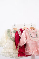 WD3379 فستان ستان مطرّز بياقة دانتيل - Image 9