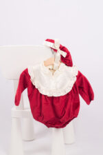 WD672 رومبر بياقة كشكشة كبيرة – أسود/أحمر - Image 2