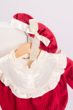 WD672 رومبر بياقة كشكشة كبيرة – أسود/أحمر - Image 5