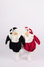 WD672 رومبر بياقة كشكشة كبيرة – أسود/أحمر - Image 10