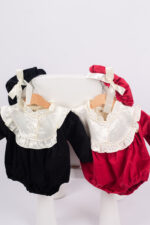 WD672 رومبر بياقة كشكشة كبيرة – أسود/أحمر - Image 11