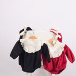 WD672 رومبر بياقة كشكشة كبيرة – أسود/أحمر