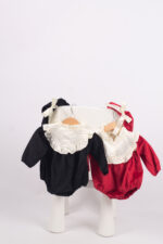 WD672 رومبر بياقة كشكشة كبيرة – أسود/أحمر