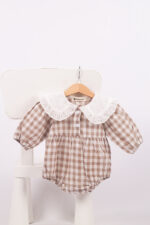 WD1562 رومبر كارو بياقة دانتيل – بيج - Image 2