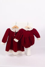 WD4143 طقم مخمل أحمر بدانتيل – فستان ورومبر - Image 17