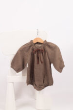 WD4436 رومبر قطن بربطة رقبة – بني