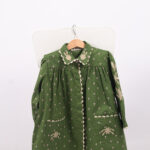 WD3998 فستان قطن شتوي مطرّز – أخضر