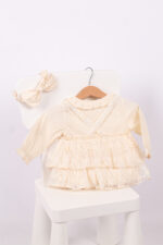 WD325 فستان تول عاجي بطبقات مع ربطة شعر - Image 11