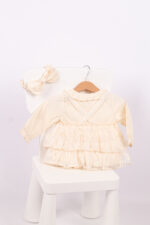 WD325 فستان تول عاجي بطبقات مع ربطة شعر - Image 12