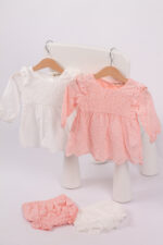 WD4432 طقم فستان دانتيل مع شورت – أبيض / وردي - Image 20