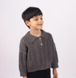 WD4270 سويتر أطفال شتوي مضلع – رمادي غامق - Image 6