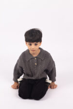 WD4270 سويتر أطفال شتوي مضلع – رمادي غامق - Image 14