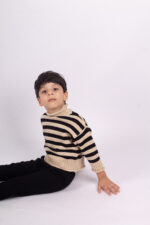 WD1233 بلوفر شتوي مخطط ياقة عالية – كلاسيك - Image 4