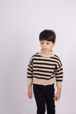 WD1233 بلوفر شتوي مخطط ياقة عالية – كلاسيك - Image 5