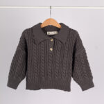 WD4270 سويتر أطفال شتوي مضلع – رمادي غامق