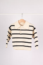WD1336 كنزة مخططة بياقة كبيرة – Striped Wide-Collar Knit - Image 2