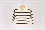 WD1336 كنزة مخططة بياقة كبيرة – Striped Wide-Collar Knit - Image 4