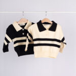 WD1152 بلوزة مخططة بياقة كلاسيكية – Striped Classic Collar Knit