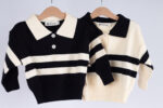 WD1152 بلوزة مخططة بياقة كلاسيكية – Striped Classic Collar Knit - Image 10