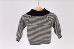 83557 بلوفر أطفال مخطط بياقة واسعة – أسود وأبيض - Image 6