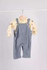 66203 طقم أولاد شتوي – أفرول مخملي مع بلوزة برسومات هندسية - Image 6