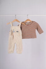 66223 طقم أولاد شتوي – أفرول كوردروي مع بلوزة مخططة