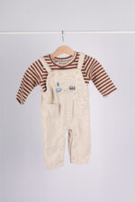 66223 طقم أولاد شتوي – أفرول كوردروي مع بلوزة مخططة - Image 4