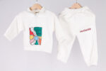 WD3688 طقم أطفال قطعتين – هودي نص سحاب + بنطال – لون أوف وايت - Image 5
