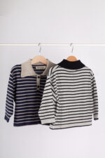 WD2155 كنزة شتوية مخططة بياقة مُضلّعة – خامة دافئة ولوك أنيق - Image 5