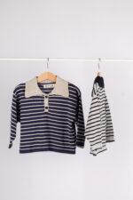 WD2155 كنزة شتوية مخططة بياقة مُضلّعة – خامة دافئة ولوك أنيق - Image 8