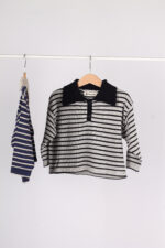 WD2155 كنزة شتوية مخططة بياقة مُضلّعة – خامة دافئة ولوك أنيق - Image 9