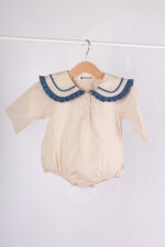 WD3810 رومبر أطفال بياقة كشكش فاخرة – بيج × أزرق - Image 2