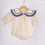 WD3810 رومبر أطفال بياقة كشكش فاخرة – بيج × أزرق