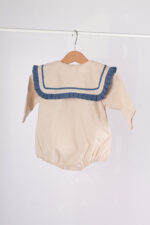 WD3810 رومبر أطفال بياقة كشكش فاخرة – بيج × أزرق - Image 6