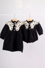 WD4095 طقم فستان ورومبر "بلاك فلورال كول" – للبنات - Image 5