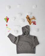 WD2531 هودي محاك بقبعة وجيب أمامي - Image 3