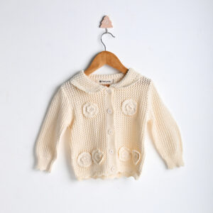 83376 كارديغان محاك بخياطة زهور بارزة