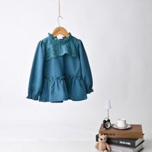 2035 بلوزة تطريز ناعم بأكمام طويلة